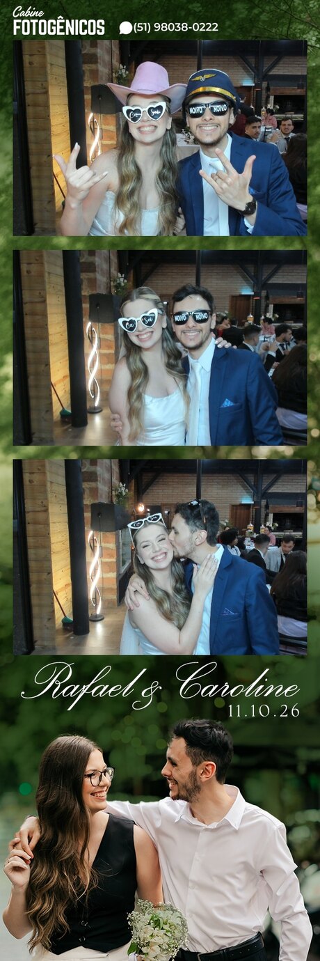 Layout de tirinha do casamento de Rafael e Caroline